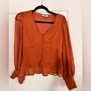 Nine West Rust Button-Up Blouse